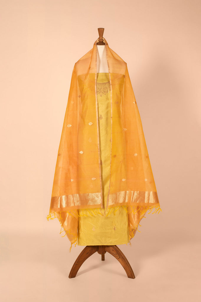 Handwoven Green Silk Suit Piece