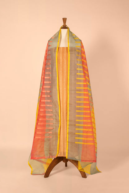 Handwoven Peach Chanderi Suit Piece