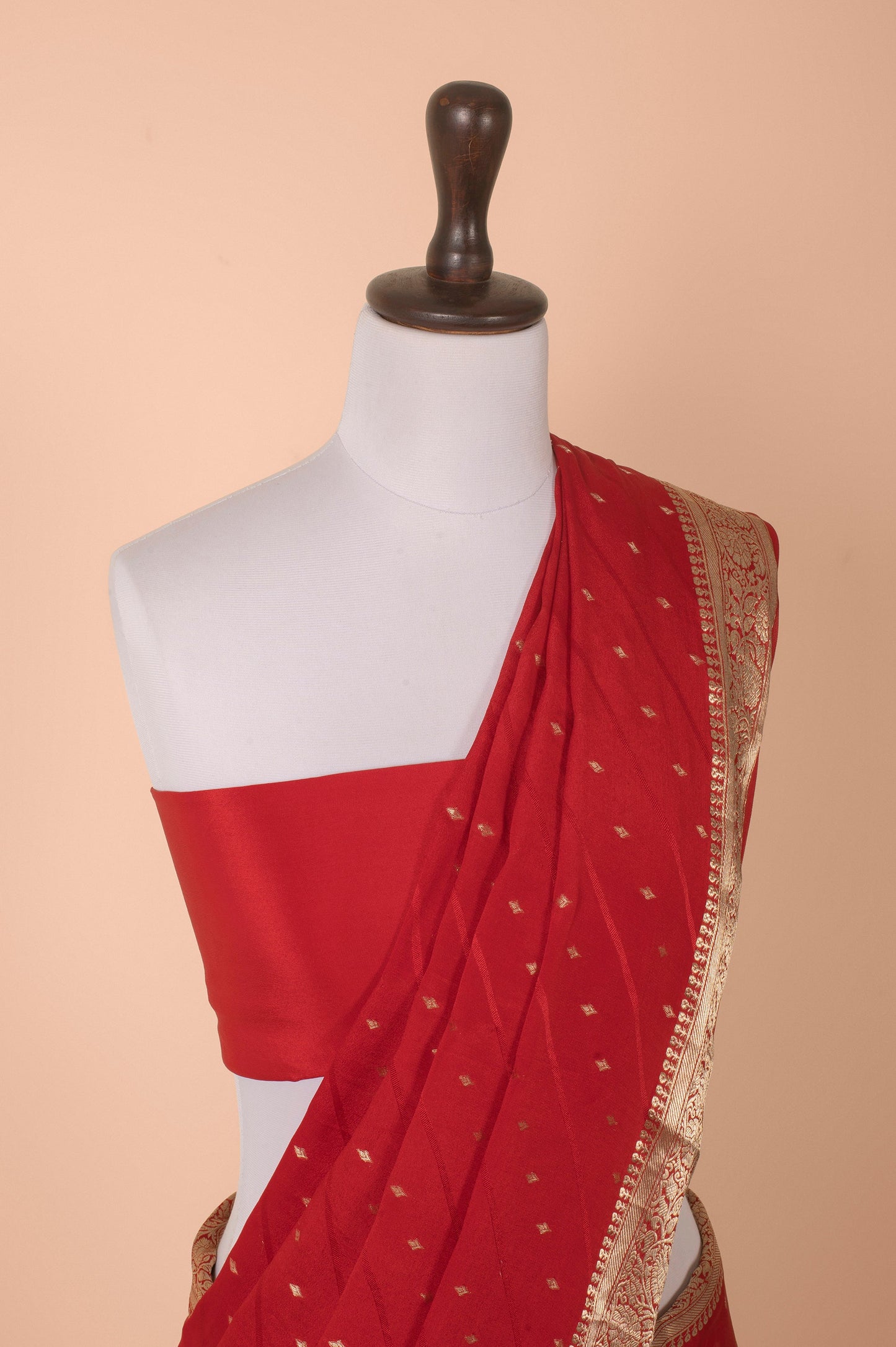 Handwoven Red Crepe Saree