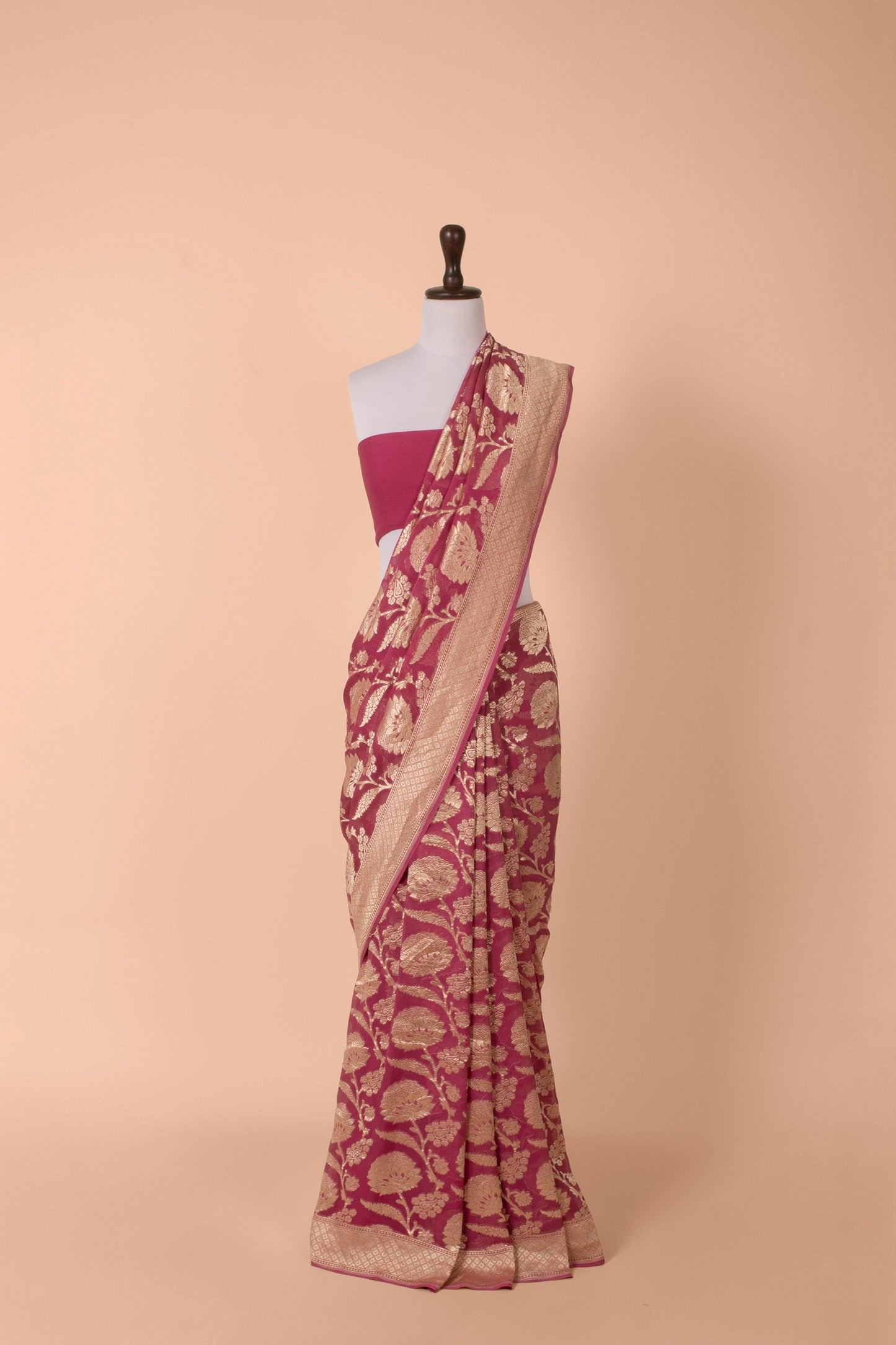 Handwoven Purple Georgette Saree