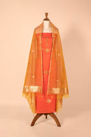Handwoven Orange Silk Suit Piece