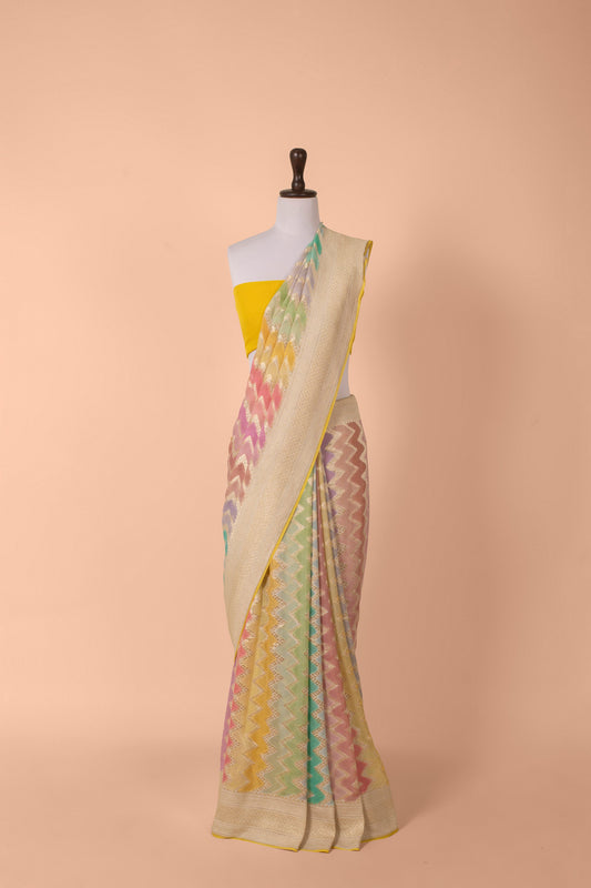 Handwoven Multicolor Georgette Saree