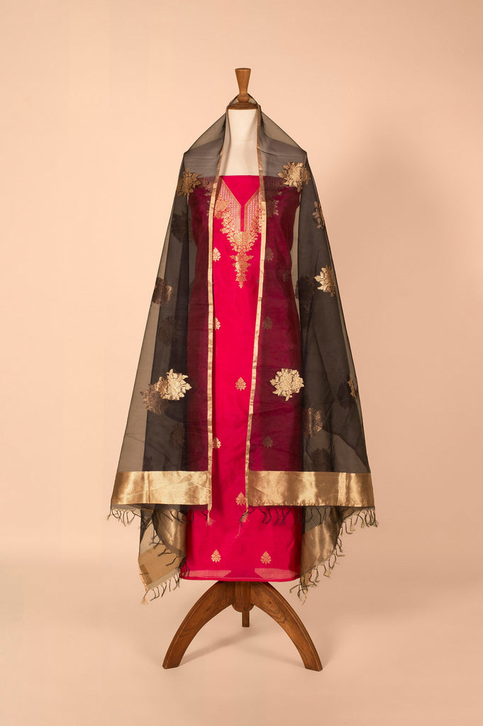 Handwoven Pink Silk Suit Piece