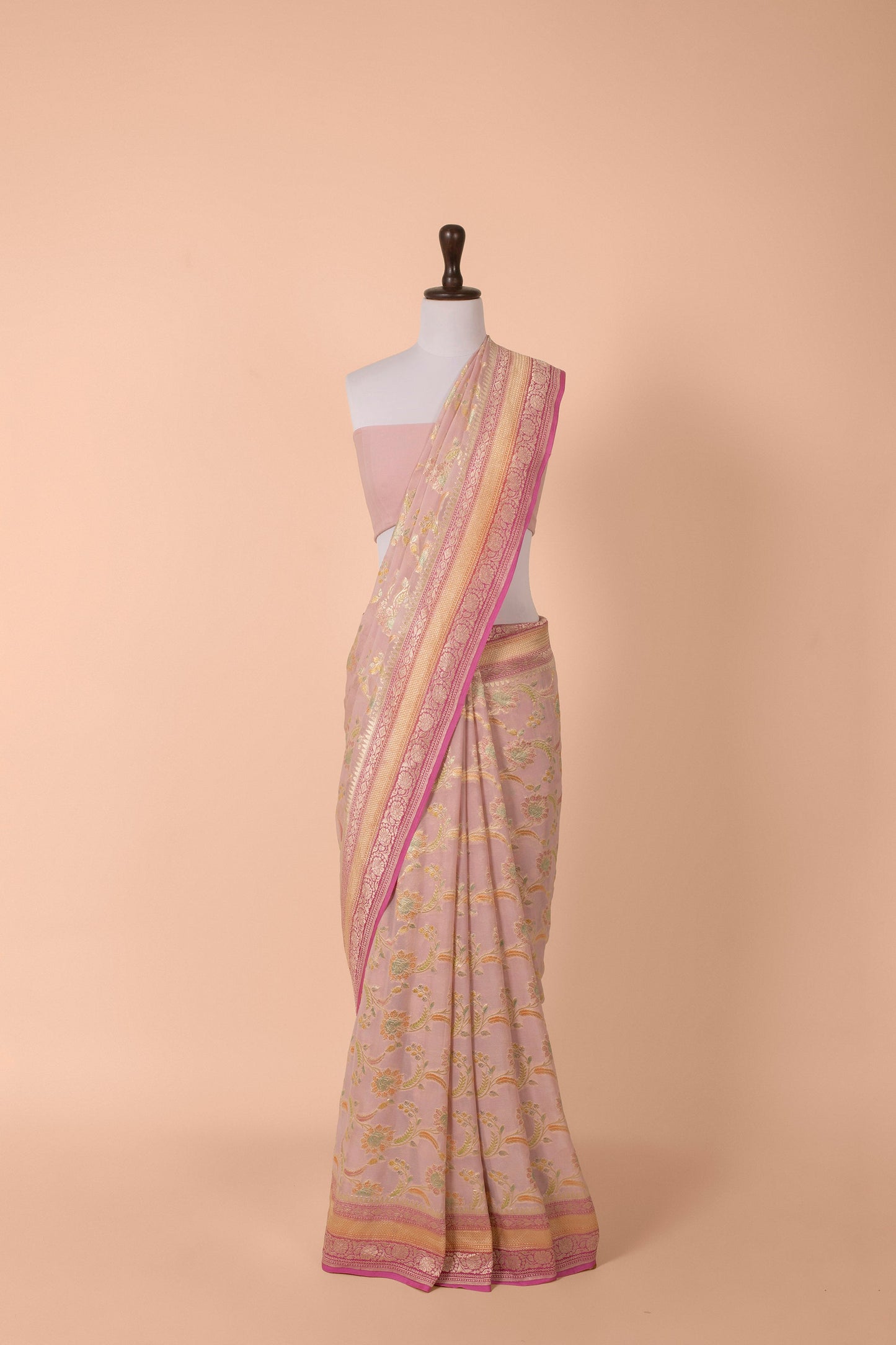 Handwoven Pink Georgette Saree