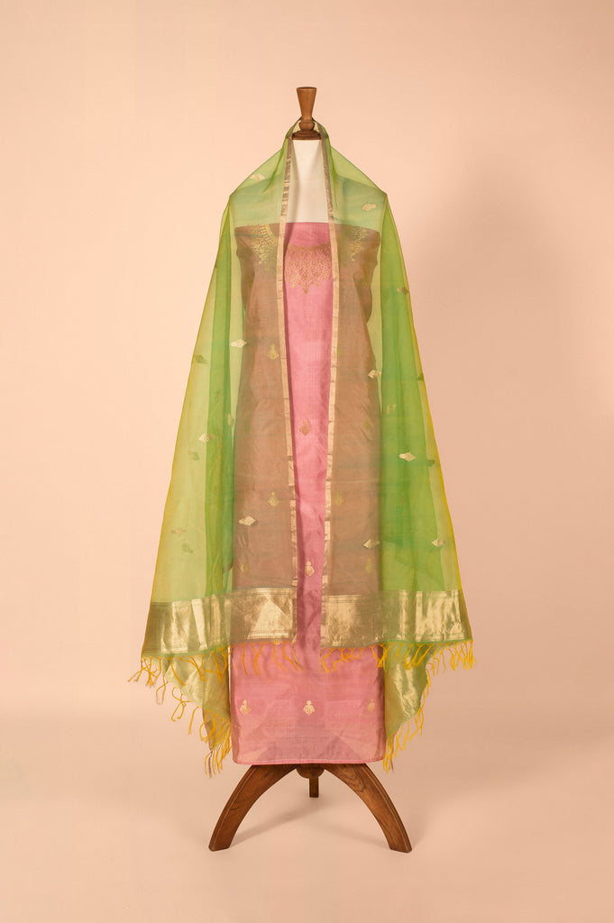 Handwoven Pink Silk Suit Piece