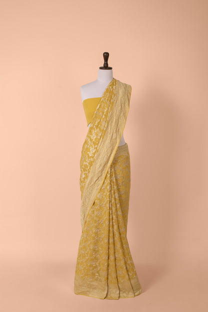 Handwoven Yellow Georgette Saree