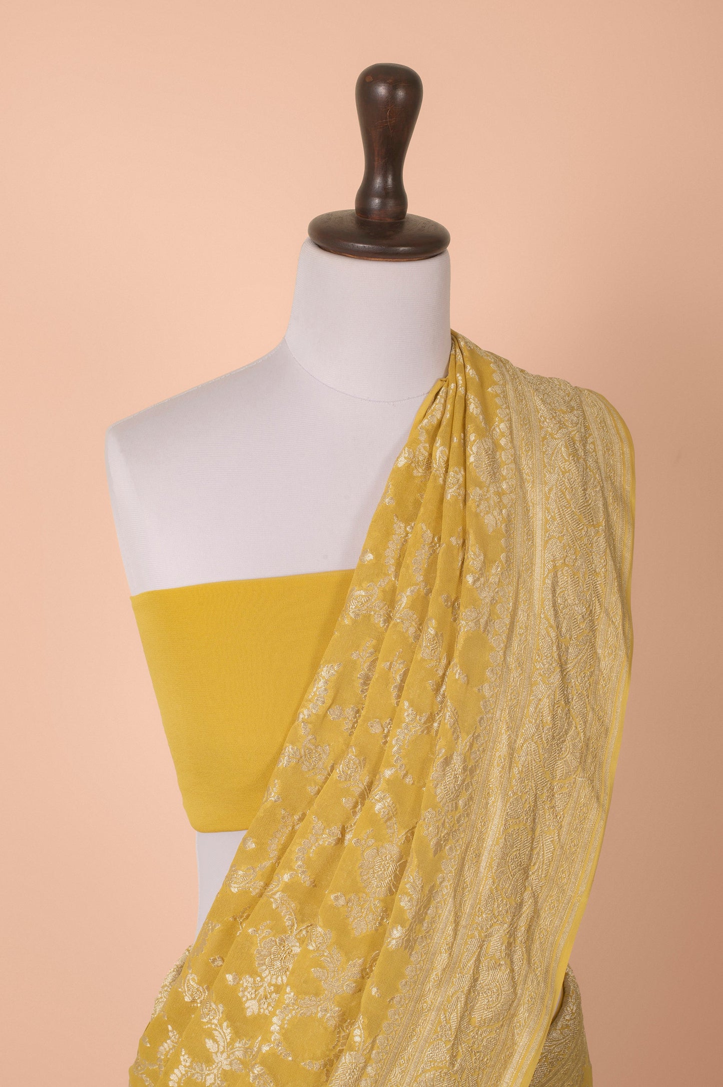 Handwoven Yellow Georgette Saree