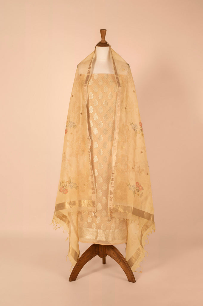 Handwoven Beige Georgette Suit Piece