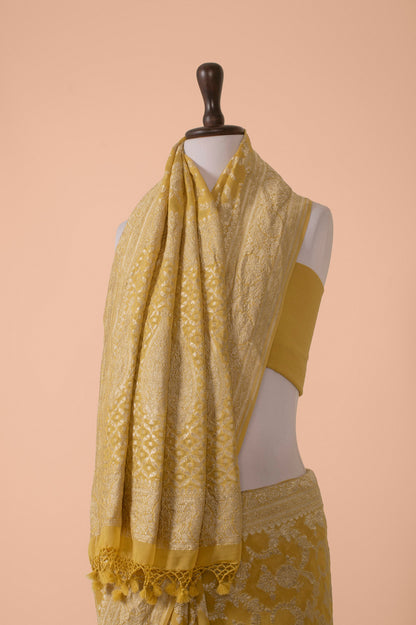 Handwoven Yellow Georgette Saree