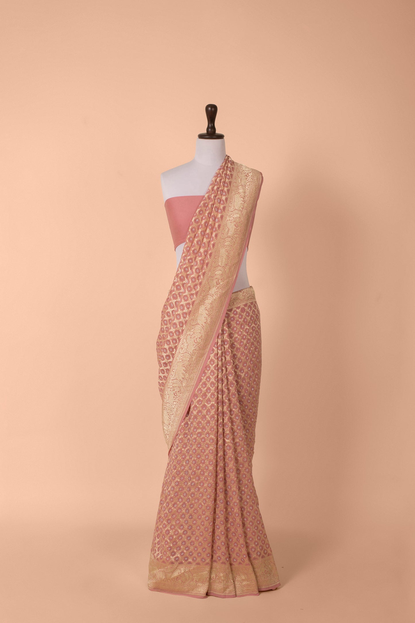 Handwoven Pink Georgette Saree