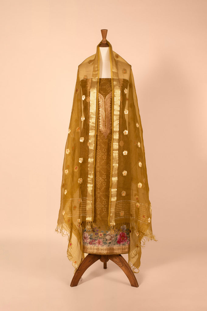 Handwoven Mustard Chanderi Suit Piece