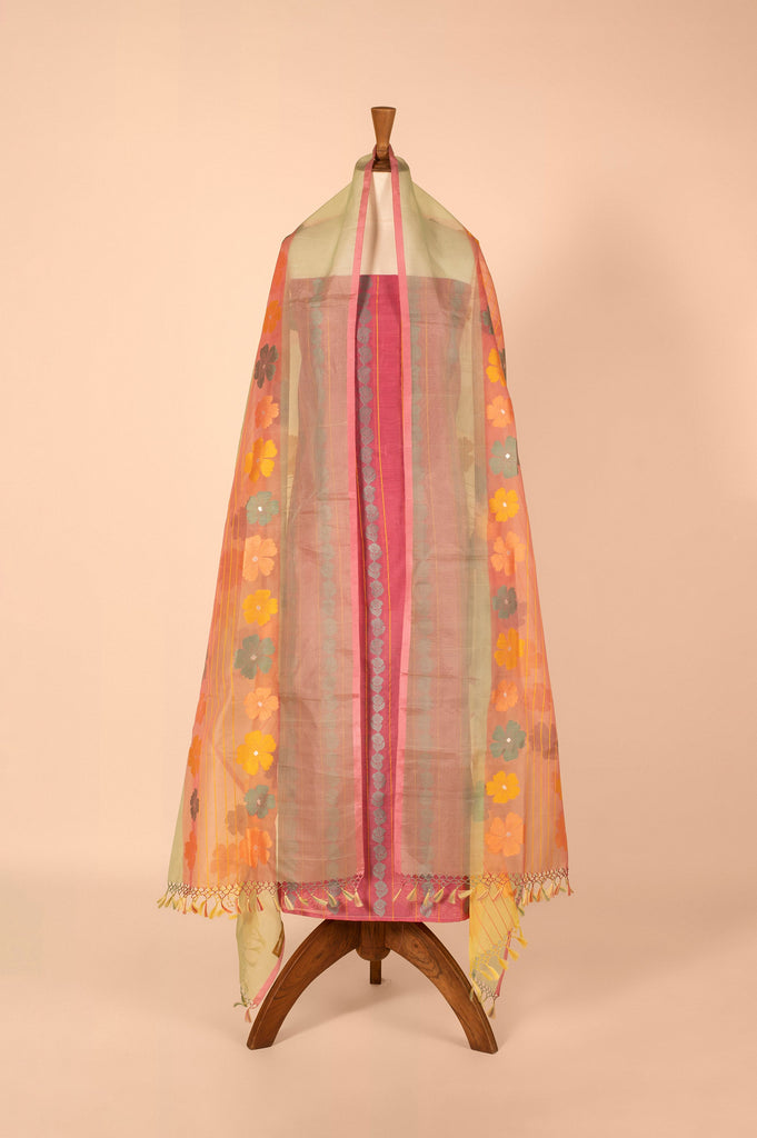 Handwoven Pink Cotton Suit Piece