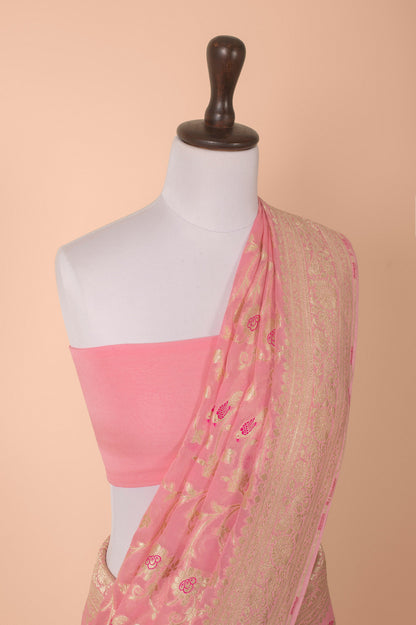 Handwoven Pink Georgette Saree