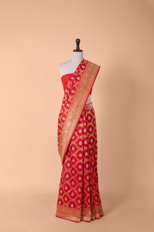 Handwoven Red Silk Saree