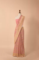 Handwoven Pink Georgette Sari