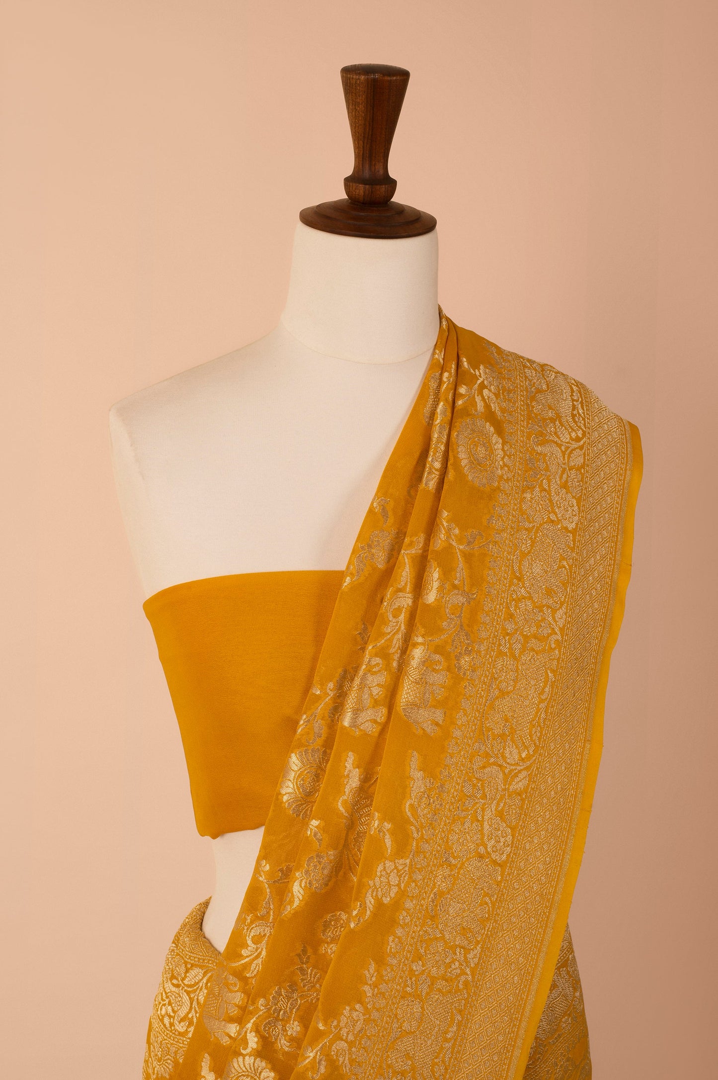 Handwoven Yellow Georgette Sari