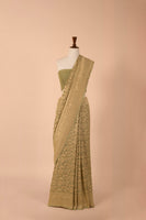 Handwoven Green Georgette Sari