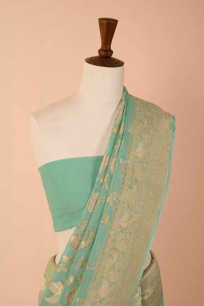 Handwoven Blue Georgette Sari