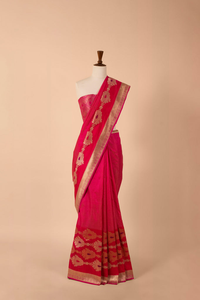 Handwoven Pink Silk Sari