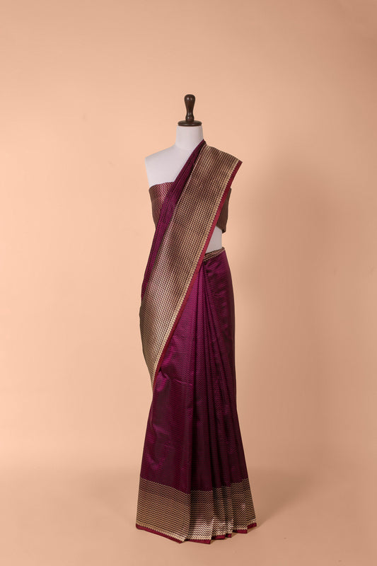 Handwoven Garnet Silk Saree