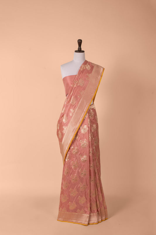 Handwoven Pink Silk Saree