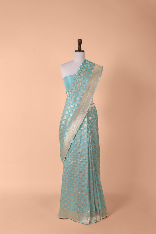 Handwoven Blue Silk Saree