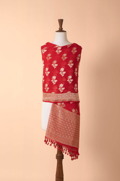 Handwoven Red Georgette Dupatta