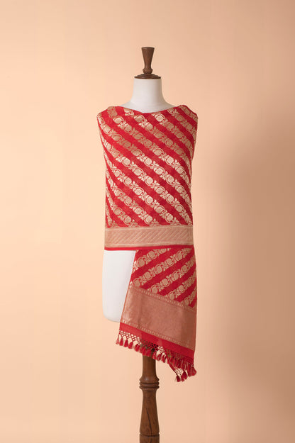 Handwoven Red Georgette Dupatta