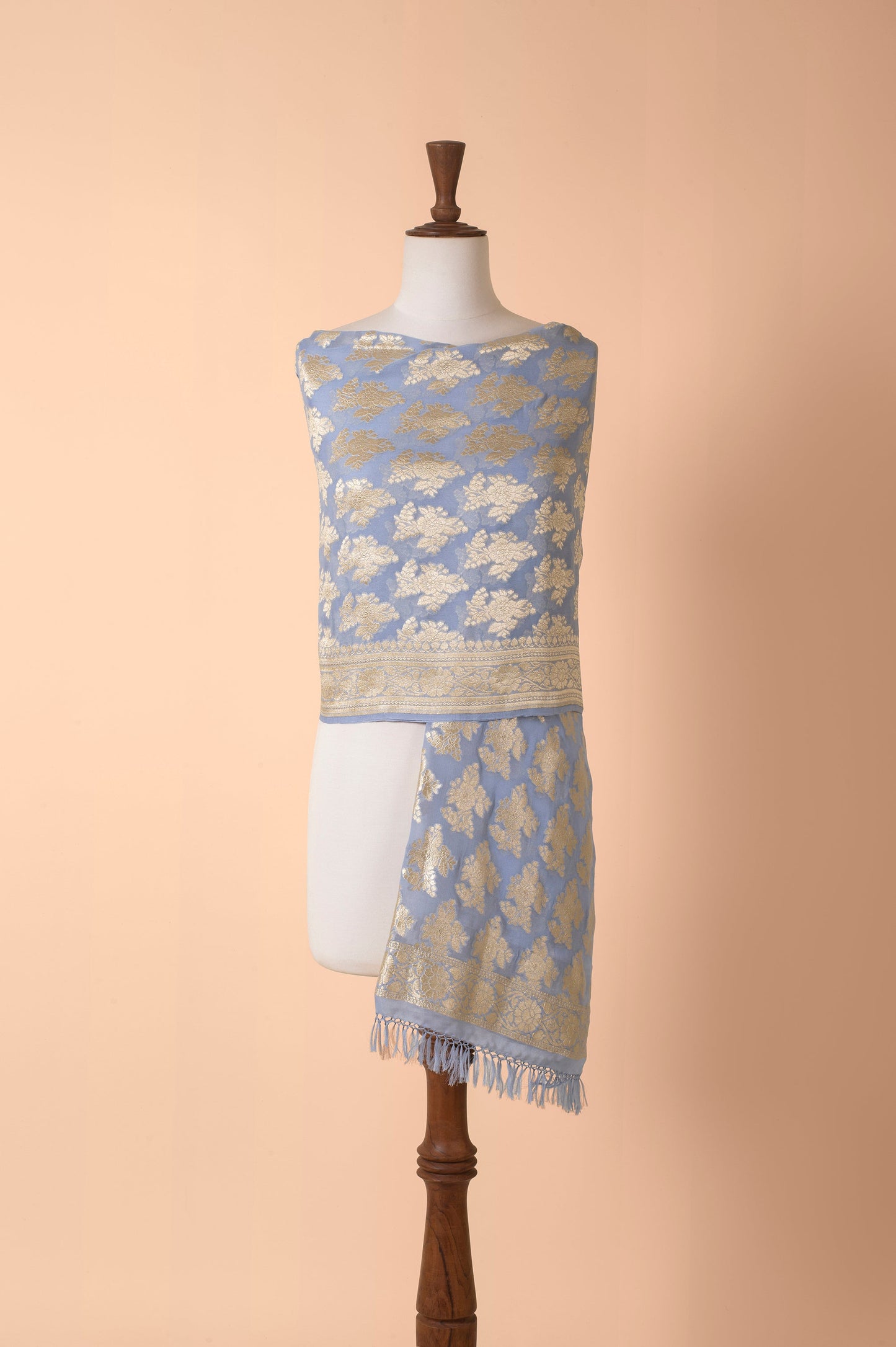 Handwoven Light Blue Georgette Dupatta