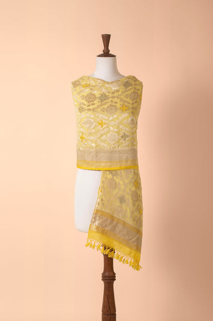 Handwoven Yellow Georgette Dupatta