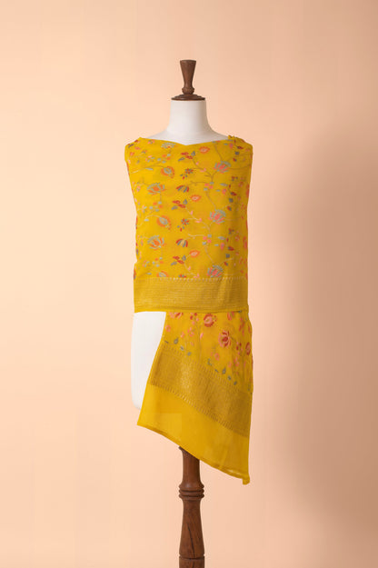 Handwoven Yellow Georgette Dupatta