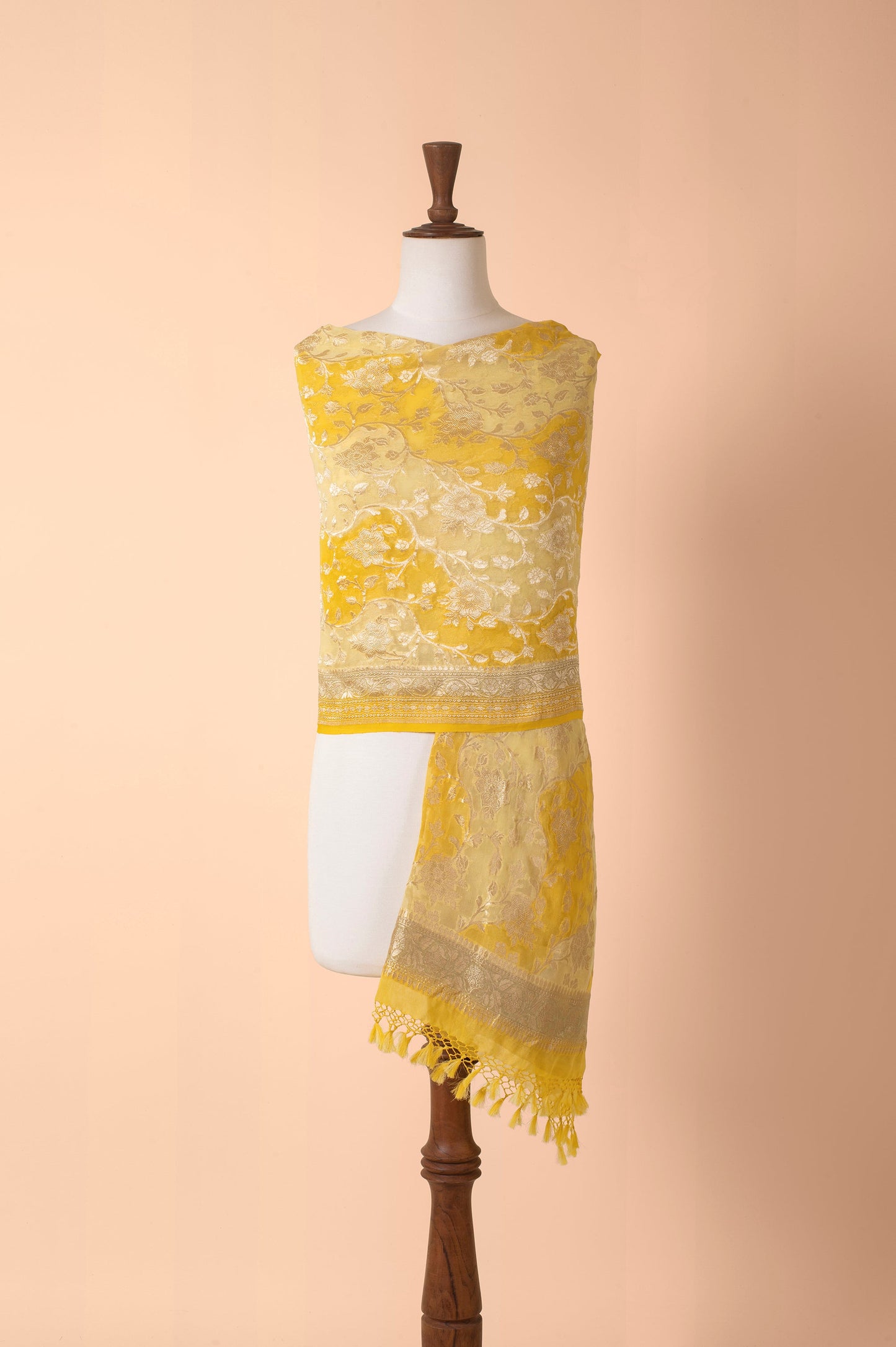 Handwoven Yellow Georgette Dupatta