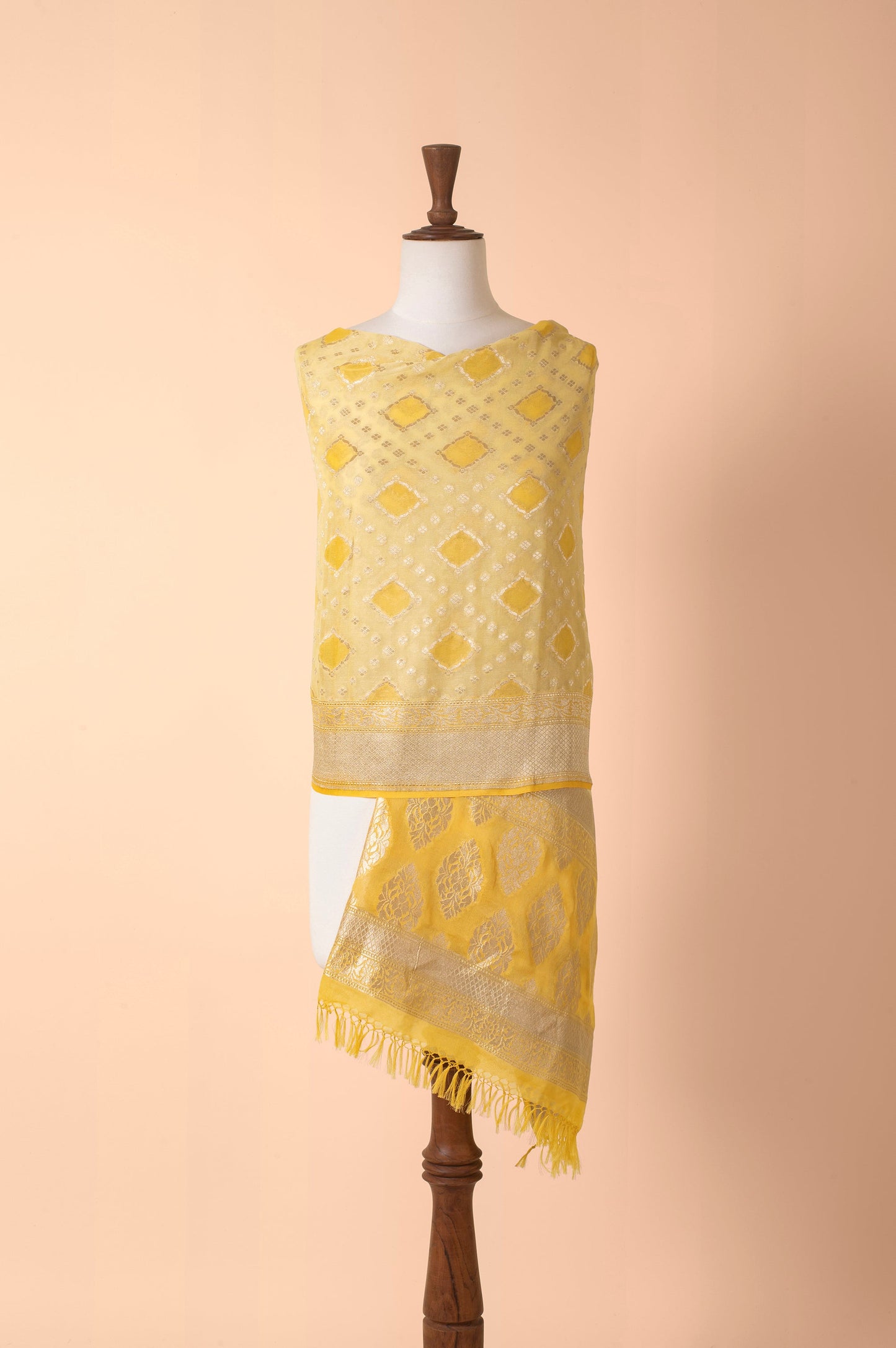 Handwoven Yellow Georgette Dupatta