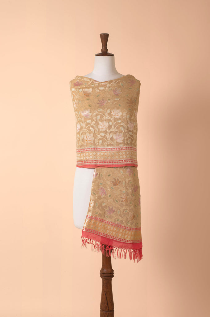 Handwoven Beige Georgette Dupatta