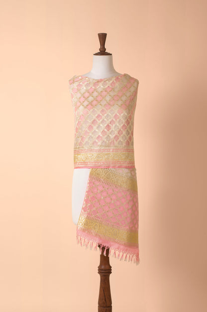 Handwoven Pink Georgette Dupatta