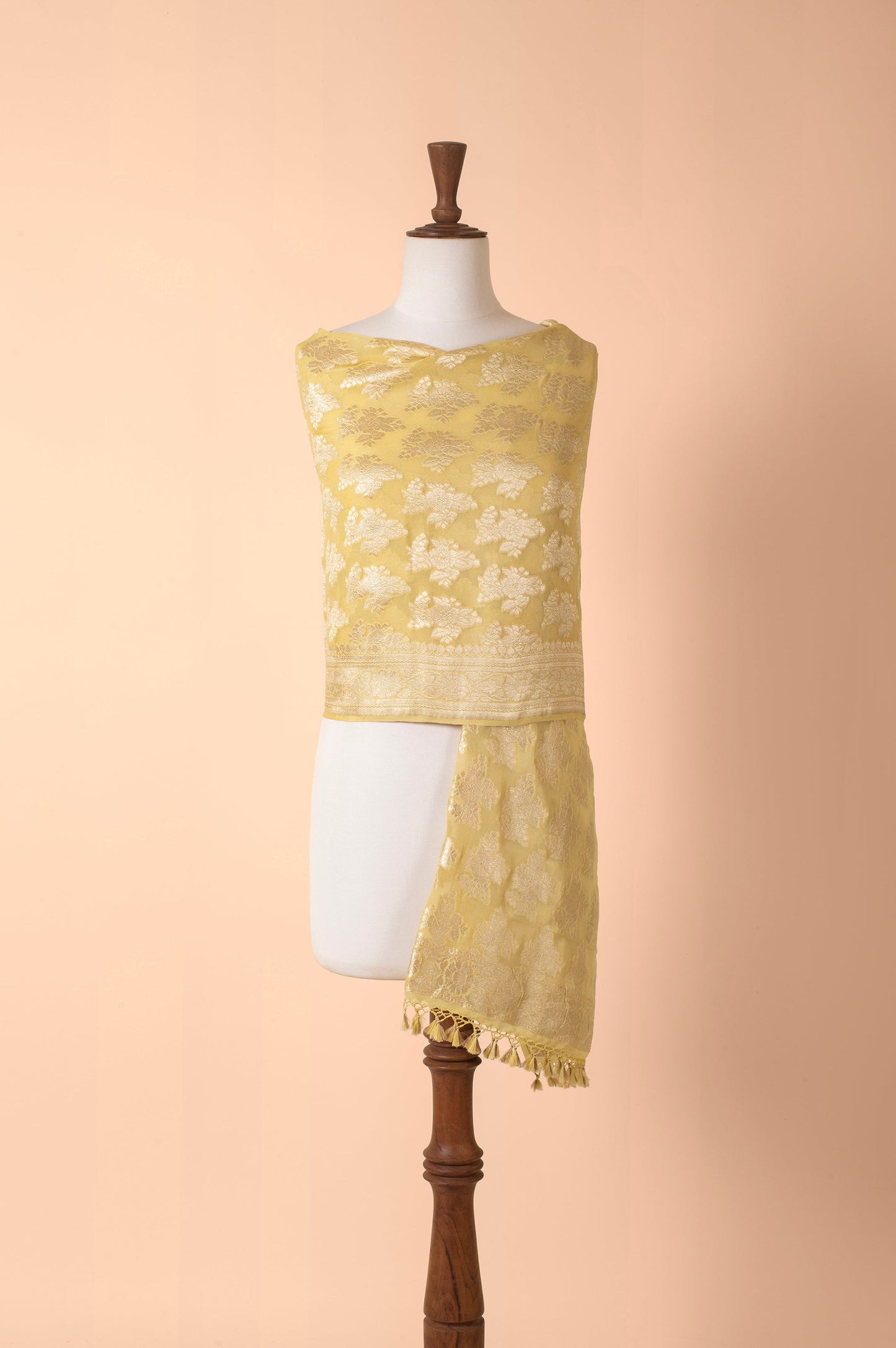 Handwoven Yellow Georgette Dupatta