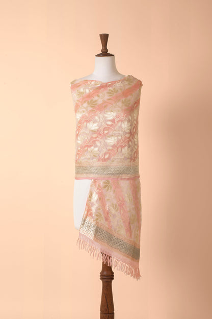 Handwoven Pink Georgette Dupatta