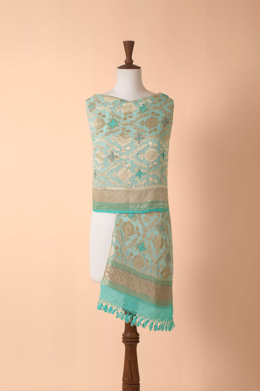 Handwoven Blue Georgette Dupatta