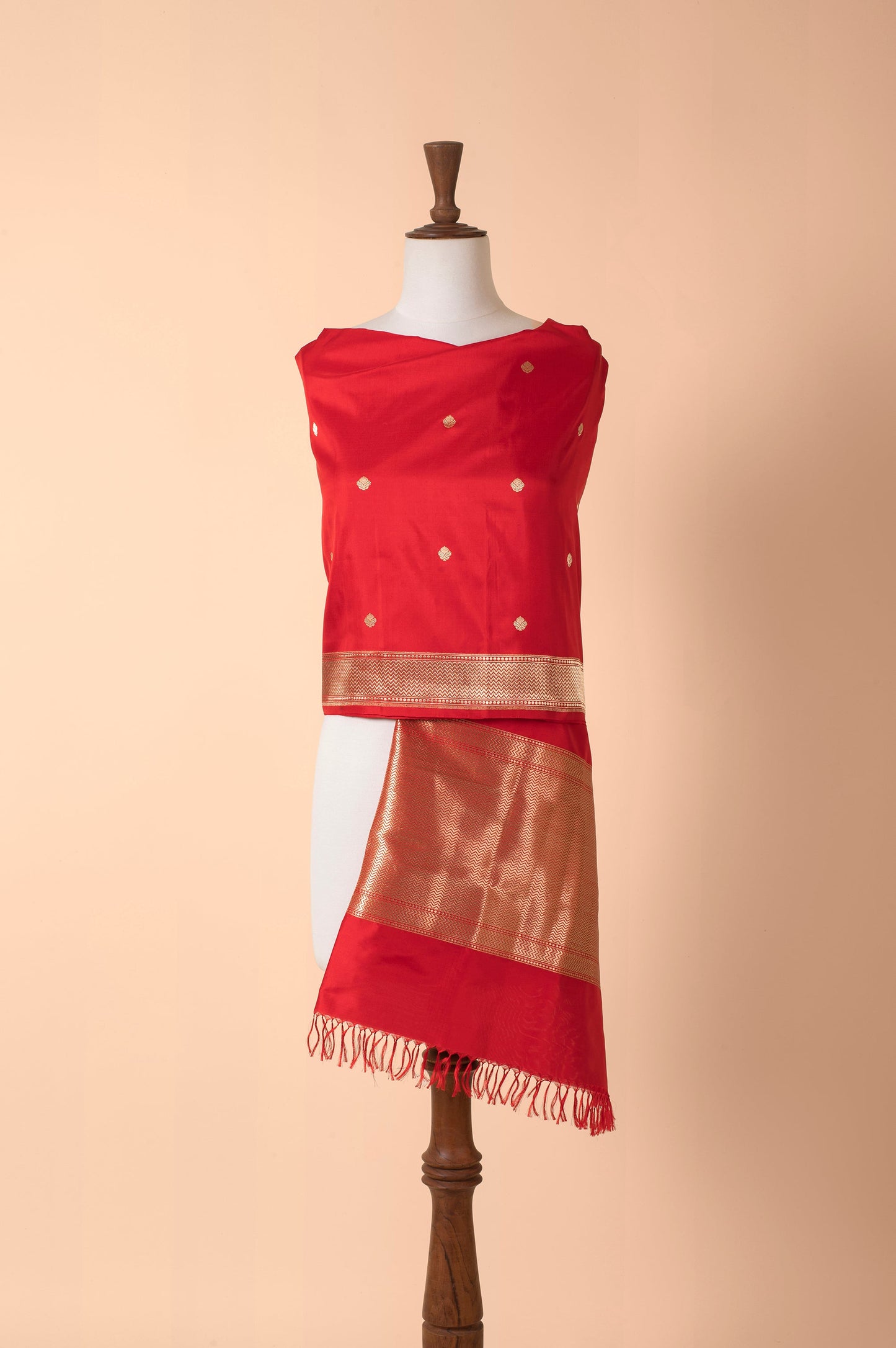 Handwoven Red Silk Dupatta