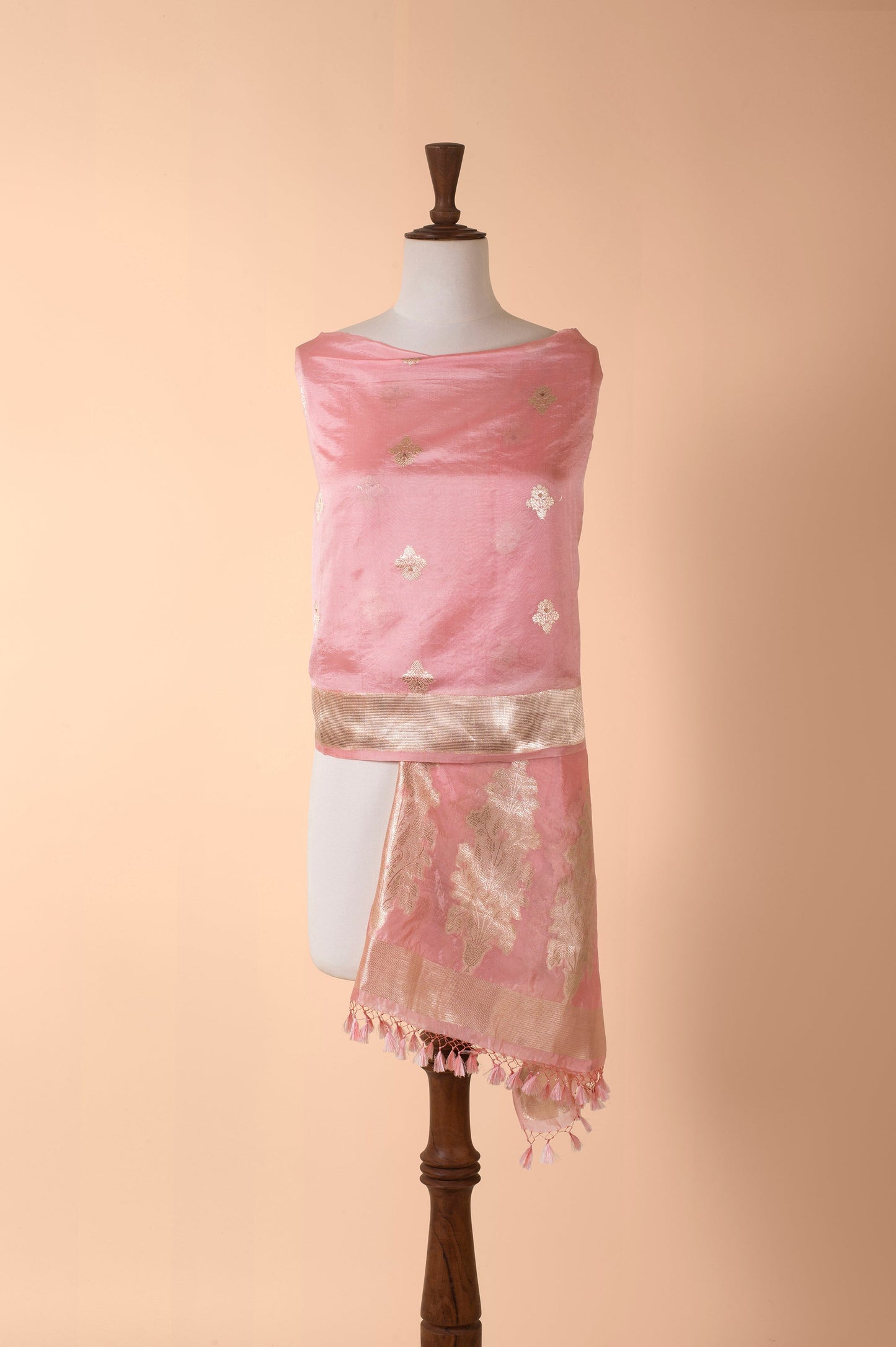 Handwoven Pink Silk Dupatta