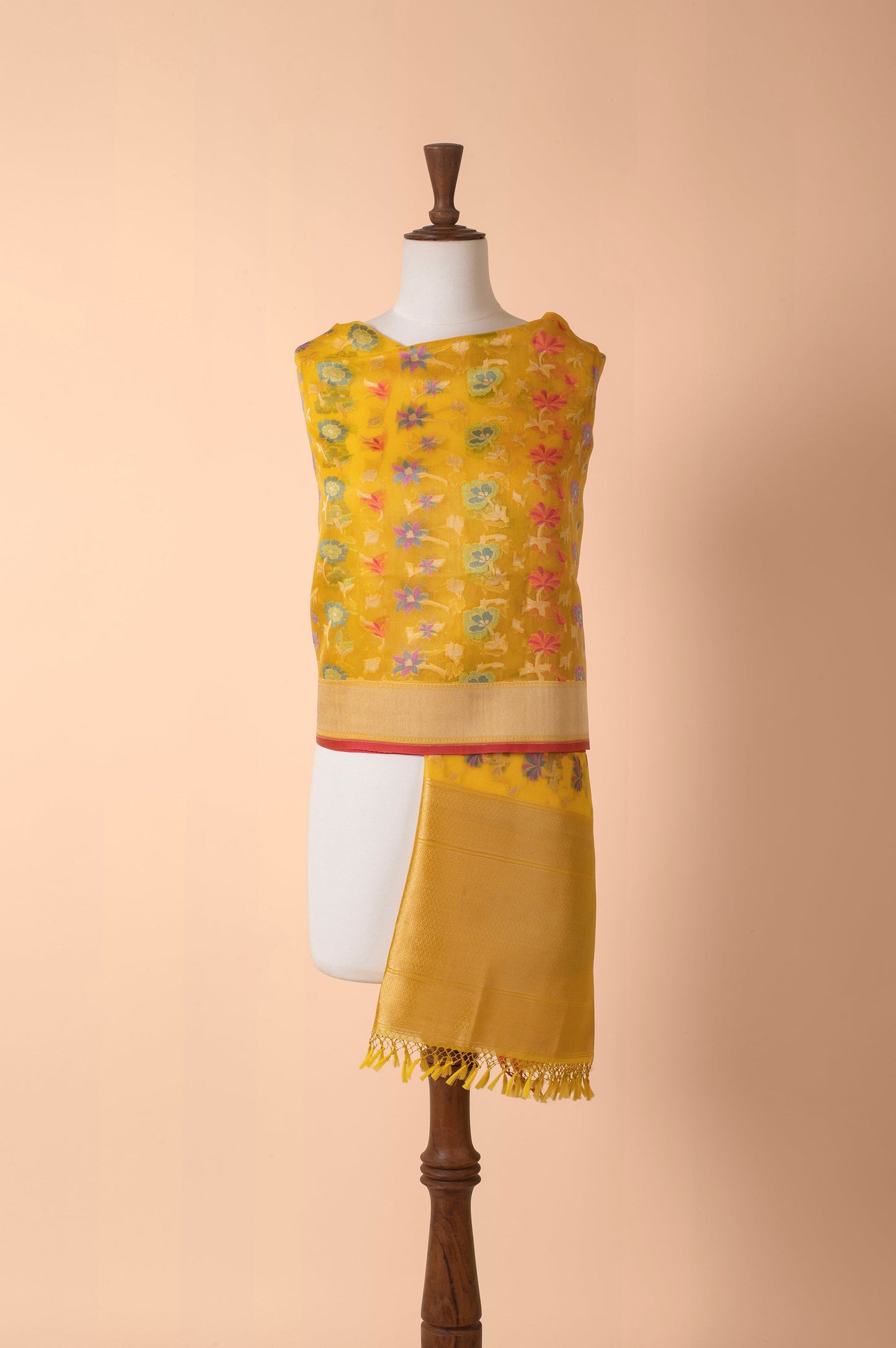 Handwoven Yellow Organza Dupatta