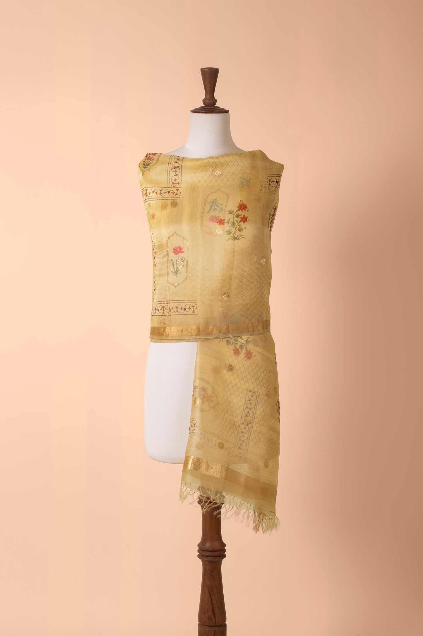 Handwoven Yellow Organza Dupatta