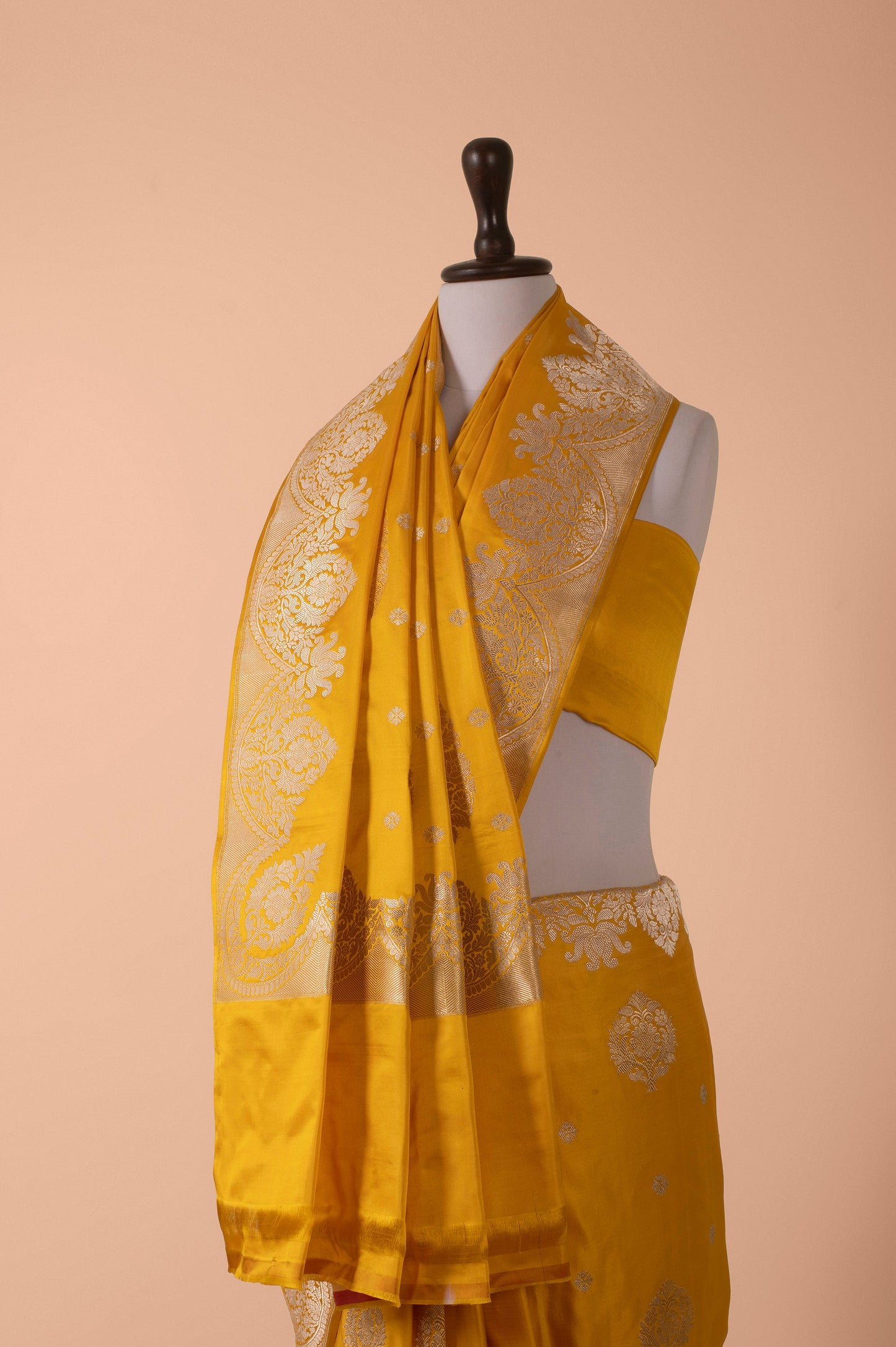 Handwoven Yellow Satin Silk Saree