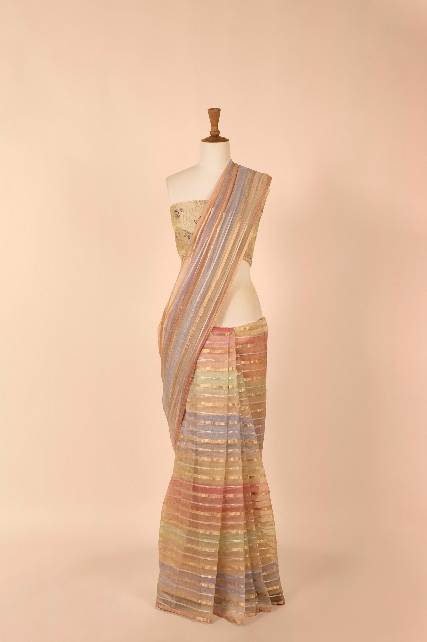 Handwoven Multicolor Organza Sari