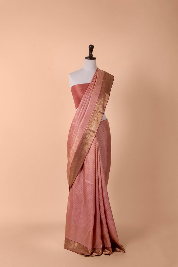 Handwoven Pink Kanjivaram Silk Saree