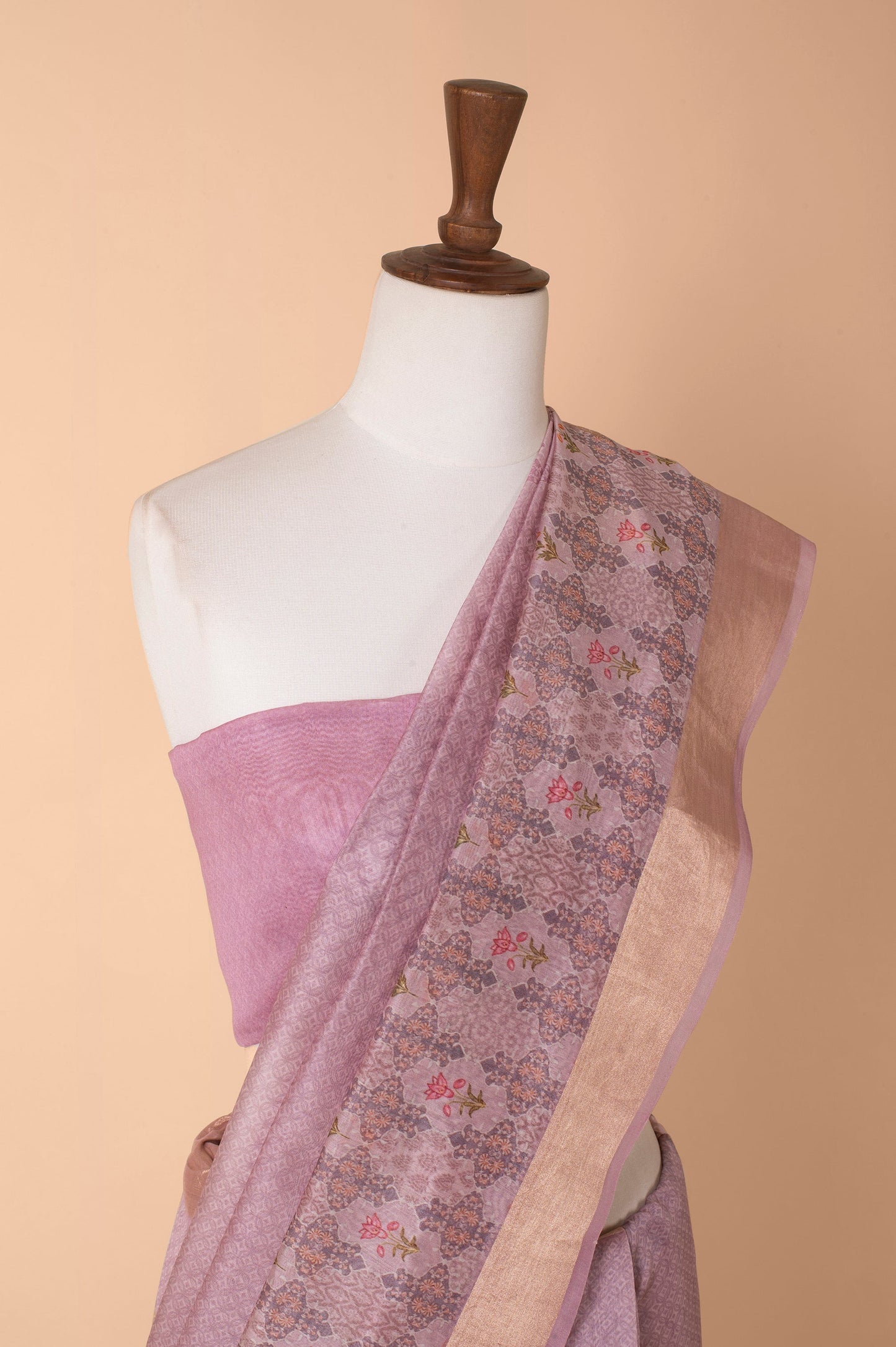 Handwoven Mauve Chanderi Sari