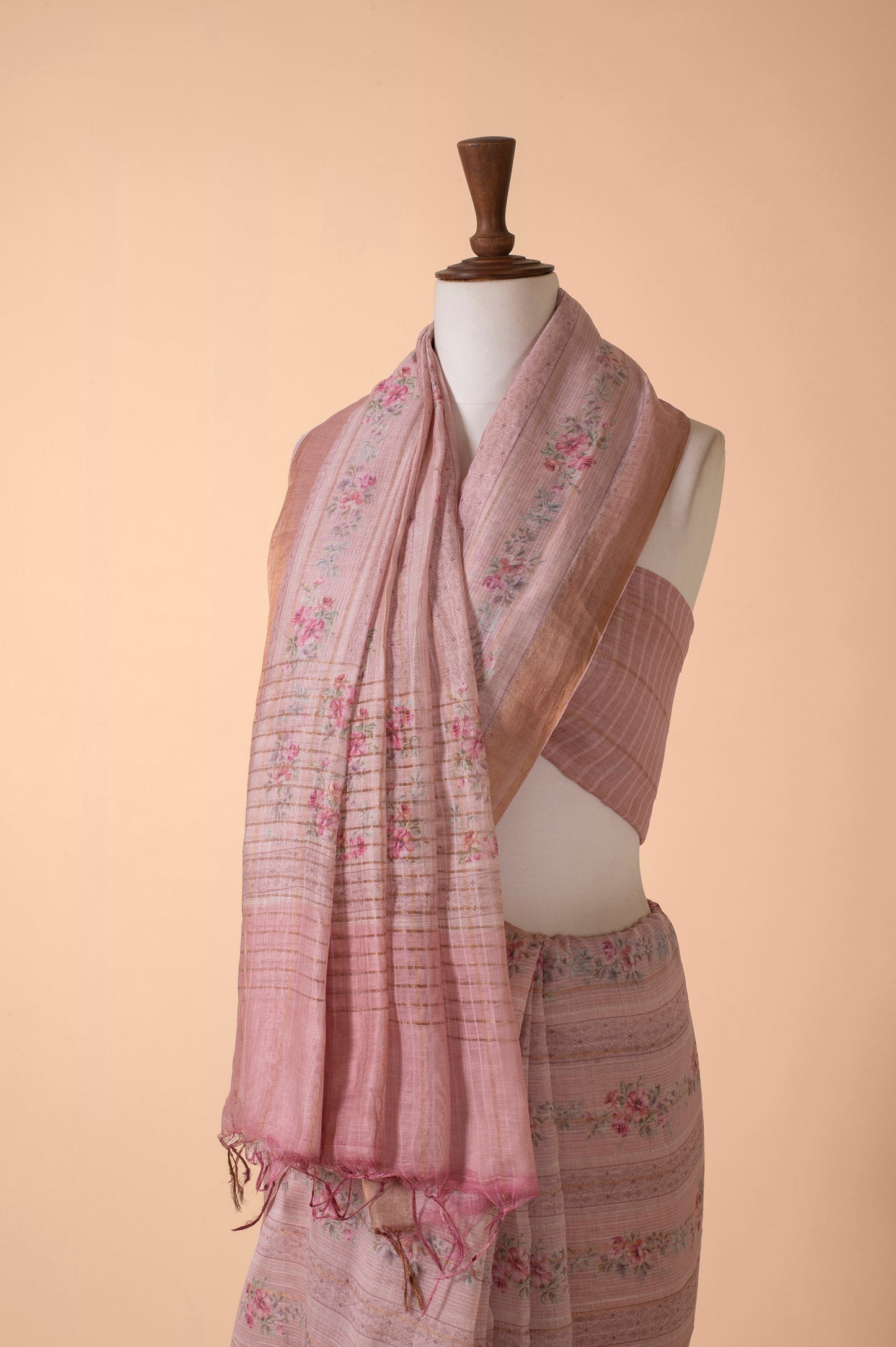 Handwoven Mauve Chanderi Sari