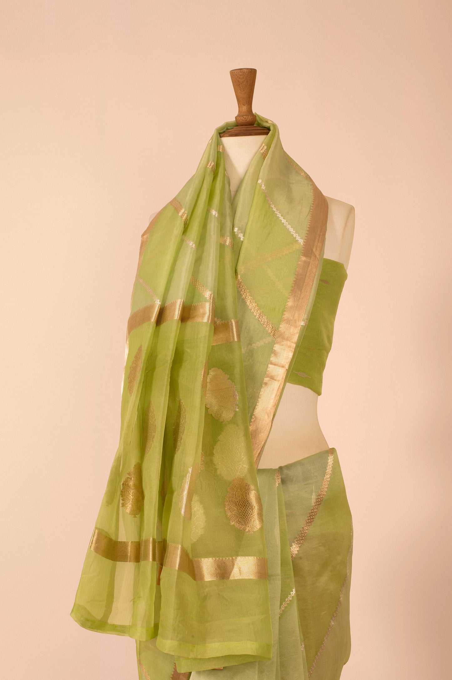 Handwoven Green Organza Sari