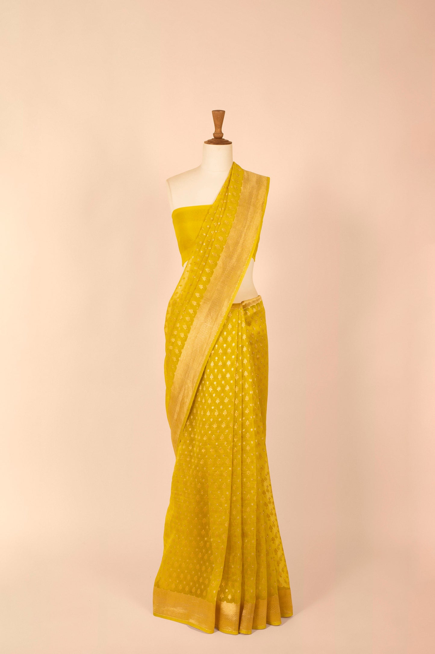 Handwoven Mustard Organza Sari