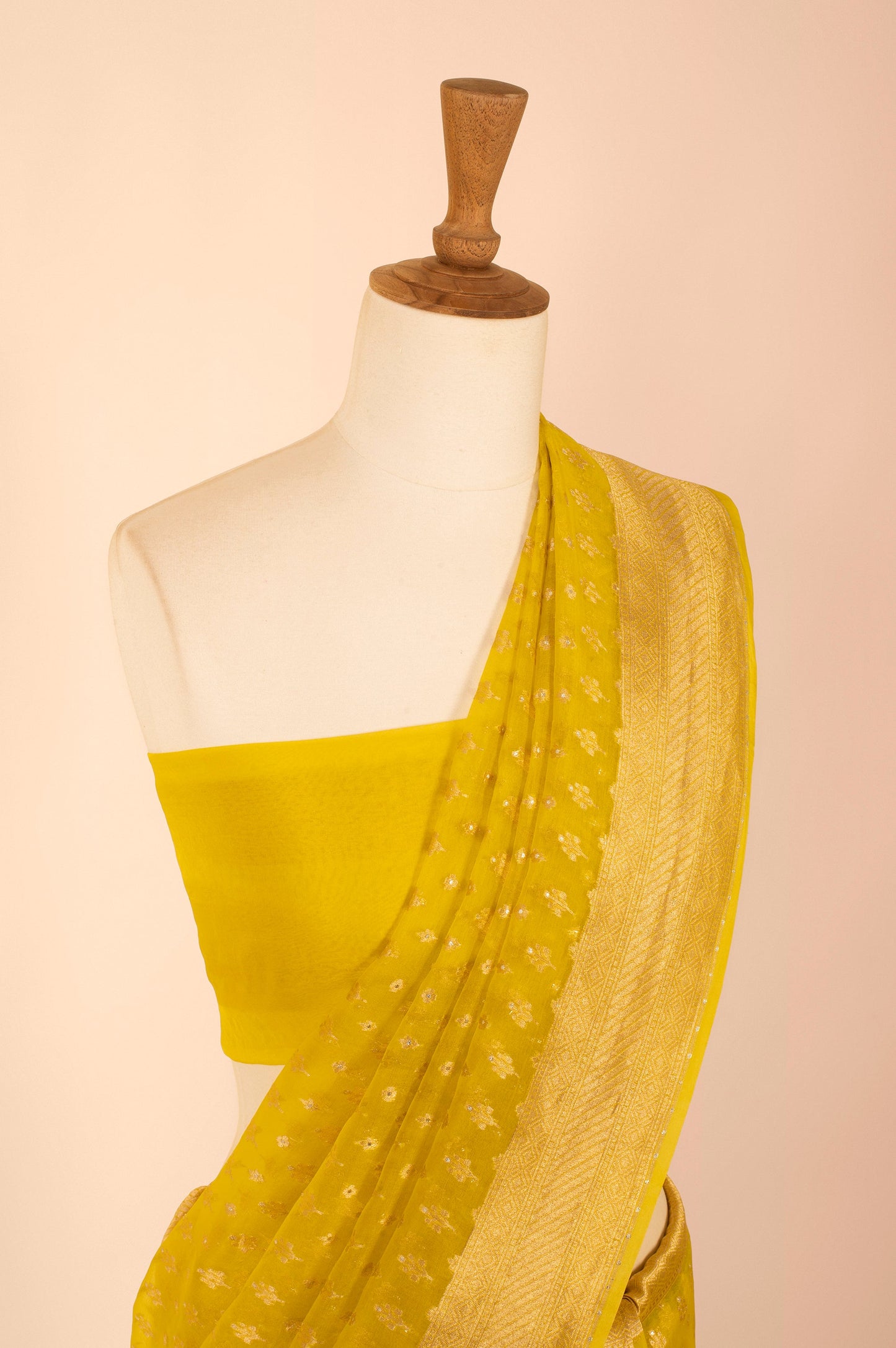 Handwoven Mustard Organza Sari